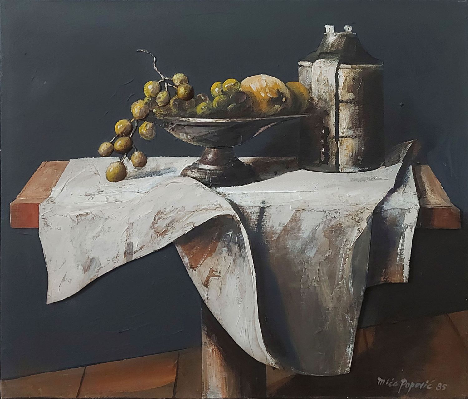Slika Miće Popovića - Mrtva proroda sa grožđem - Image 2