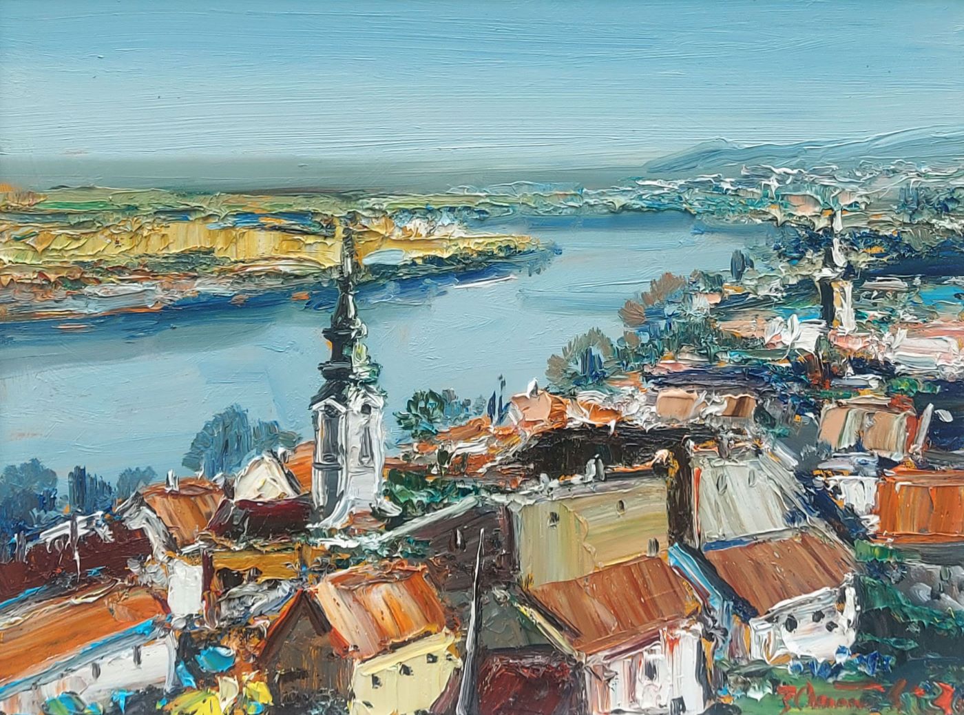 Slika Đorđa Stanića - Pogled na Zemun - Image 2