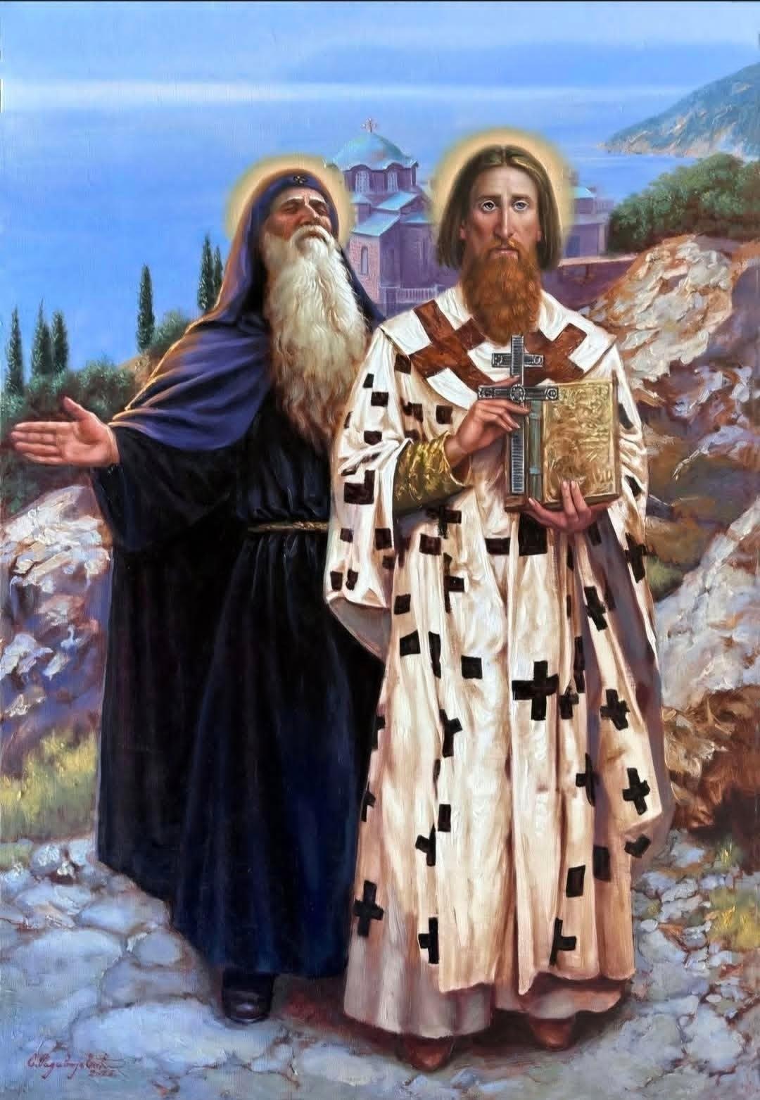 Painting of Slava Radivojević - Father and son