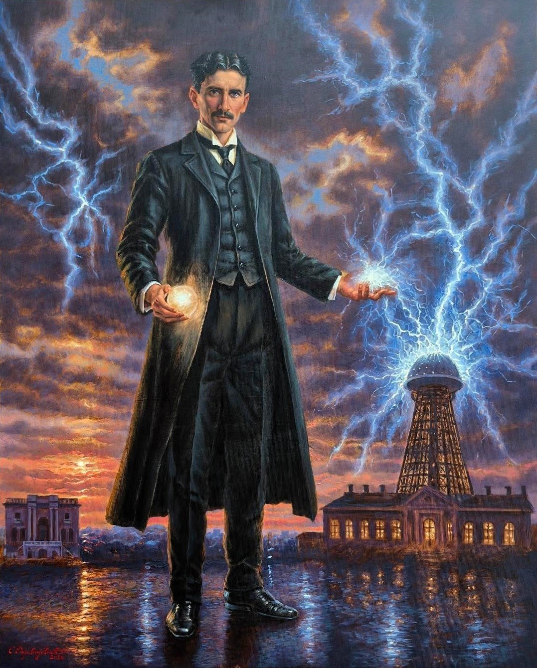 Painting of Slava Radivojević - Tesla light