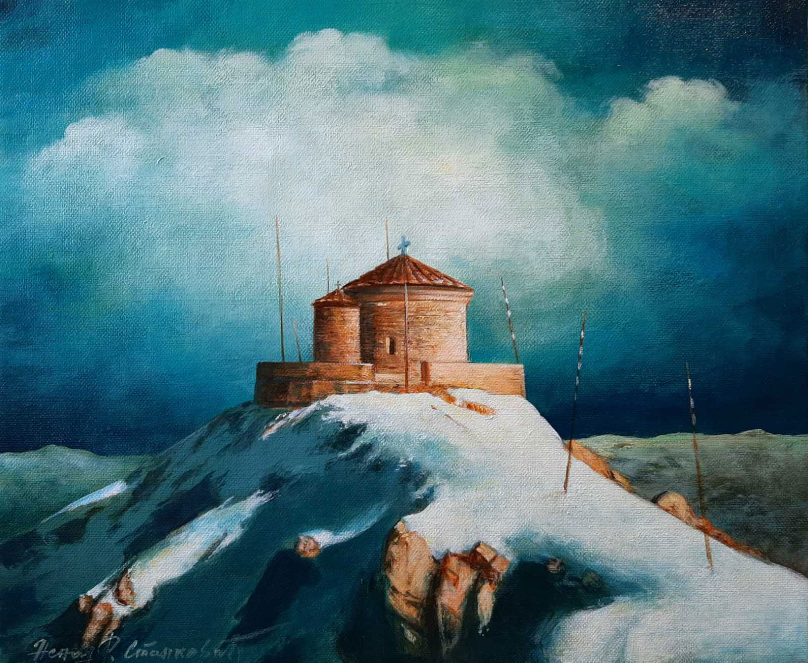 Nenad Stanković - Svetlost Njegoševe kapele sa Lovćena  38x46.jpg